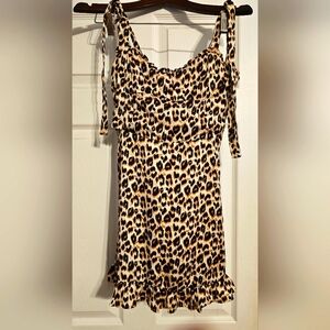 Etiquette Cheetah print midi dress. Size S. Tie straps over the shoulder.